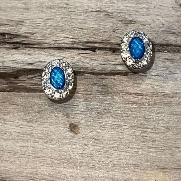 Elegant Silver Blue Simulated Opal Dangle Stud Earrings Jewelry Bridal Jewelry - Picture 2 of 7